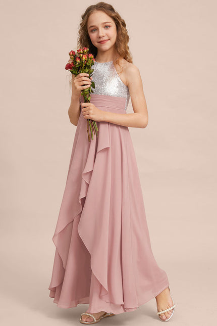 Robe Pastel Rose Demoiselle D'Honneur Longue - gallery 3
