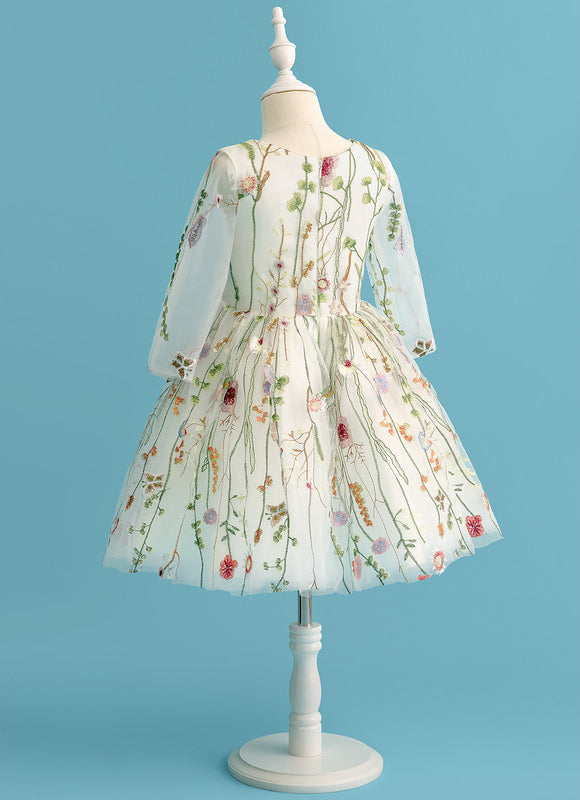 Robe Pastel Crème Floral Pour Fille Mariage - gallery 5