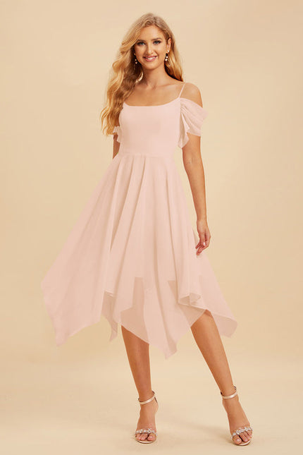 Robe Pastel Rose Trapèze Mousseline À Volants