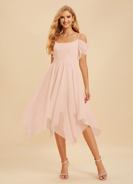 Robe Pastel Rose Trapèze Mousseline À Volants