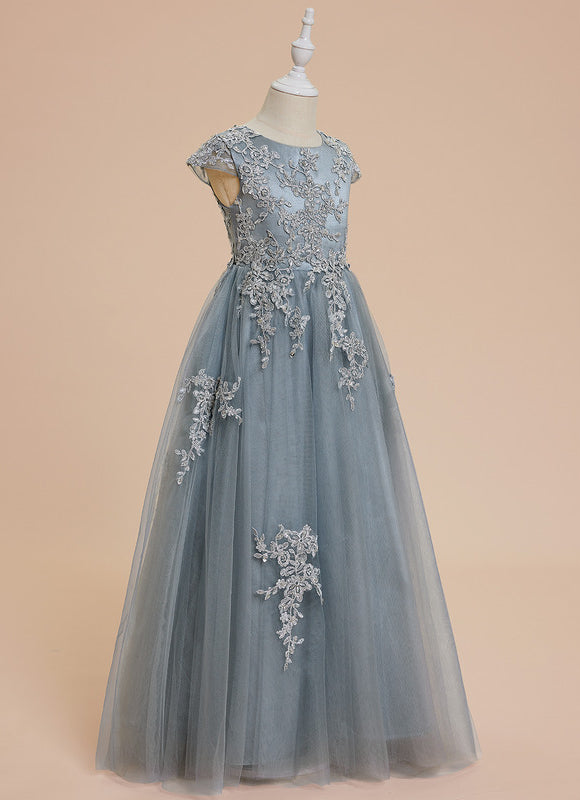 Robe Pastel Bleu Clair Tulle Dentelle Mariage - gallery 3