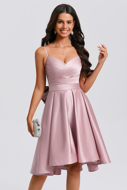 Robe Pastel Rose Trapèze Satiné Élégante