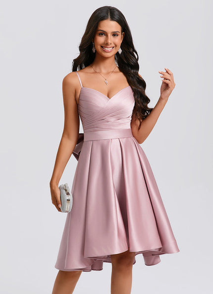 Robe Pastel Rose Trapèze Satiné Élégante