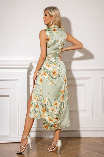 Robe Pastel Vert Imprimé Floral Midi - gallery 1