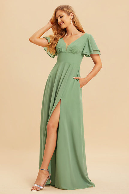 Robe Pastel Rose Demoiselle D'Honneur Élégante - gallery 1