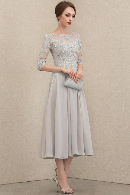 Robe Pastel Grise Chic Longueur Mollet