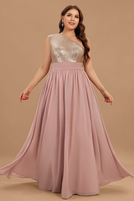 Robe Pastel Rose Décolleté Asymétrique Élégante - gallery 4