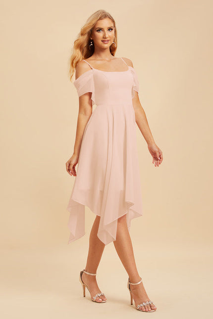 Robe Pastel Rose Trapèze Mousseline À Volants - gallery 3
