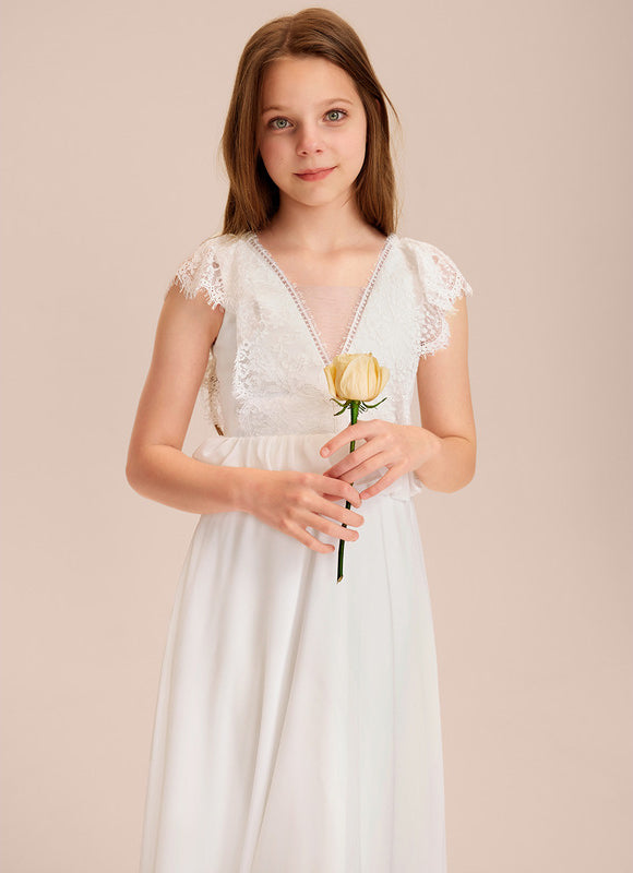 Robe Pastel Blanche Col V Asymétrique - gallery 3
