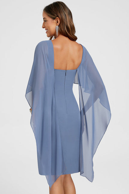 Robe Pastel Bleu Fourreau Col Rond - gallery 7