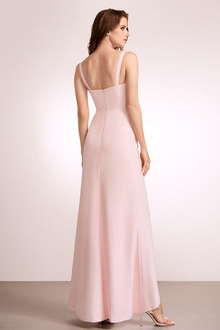 Robe Pastel Rose Demoiselle D'Honneur Longue - gallery 4