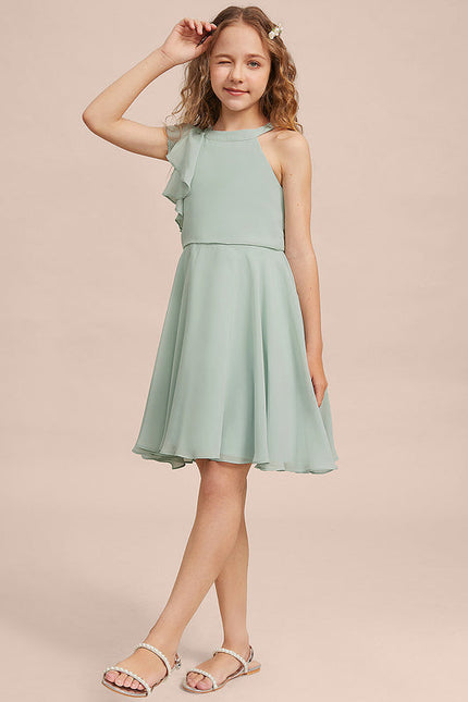 Robe Pastel Vert Menthe Trapèze Mousseline - gallery 2