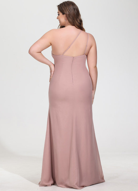Robe Pastel Bleu Décolleté Asymétrique Longue - gallery 9