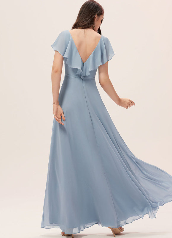 Robe Pastel Demoiselle D'Honneur Bleu Clair - gallery 1