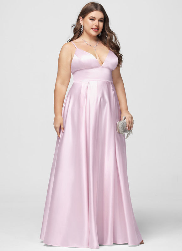 Robe Pastel Bleue Satin Trapèze Col V - gallery 8