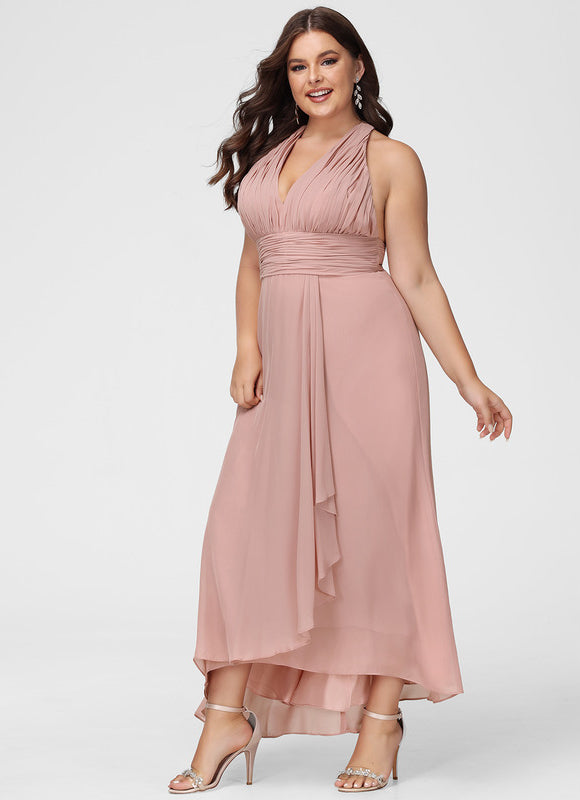 Robe Pastel Verte Col V Asymétrique - gallery 7