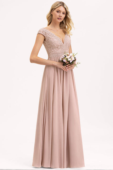 Robe Pastel Rose Demoiselle D'Honneur Élégante - gallery 5