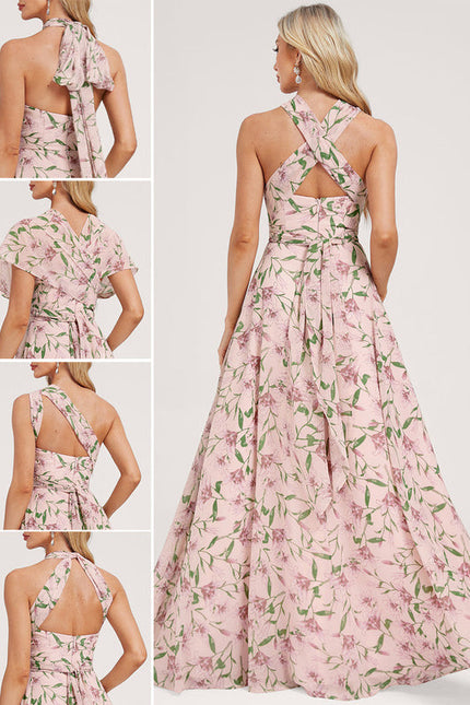 Robe Pastel Rose Trapèze Décolleté Col V - gallery 1