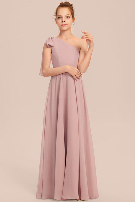 Robe Pastel Rose Décolleté Asymétrique Junior - gallery 6