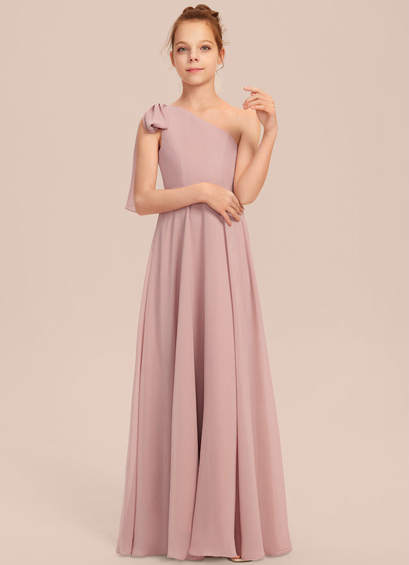 Robe Pastel Rose Décolleté Asymétrique Junior - gallery 6