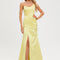 Robe Pastel Jaune Satinée Décolleté Asymétrique