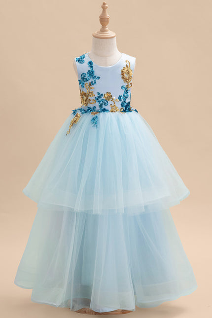 Robe Pastel Bleu Col Rond Princesse