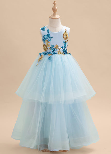 Robe Pastel Bleu Col Rond Princesse