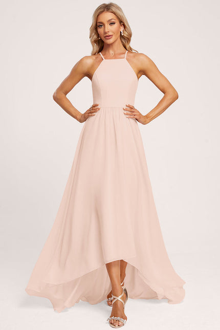 Robe Pastel Rose Trapèze Mousseline Volants