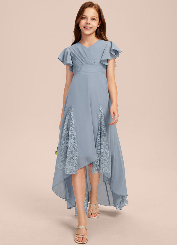 Robe Pastel Blanche Col V Asymétrique