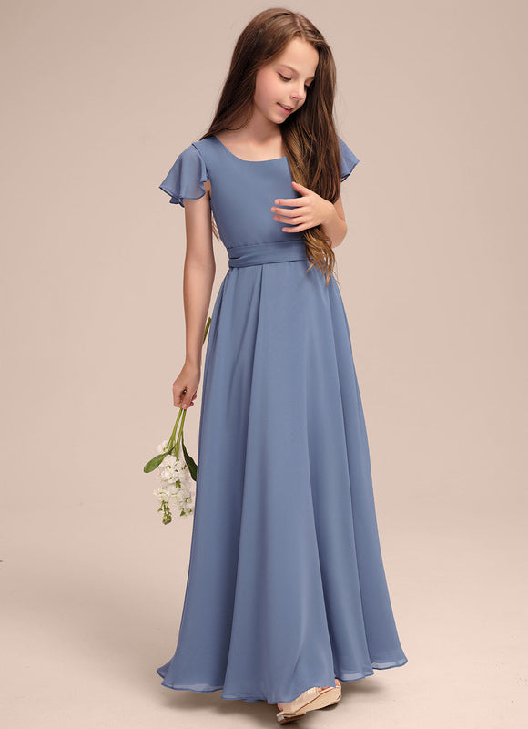 Robe Pastel Bleu Col Carré Long - gallery 1