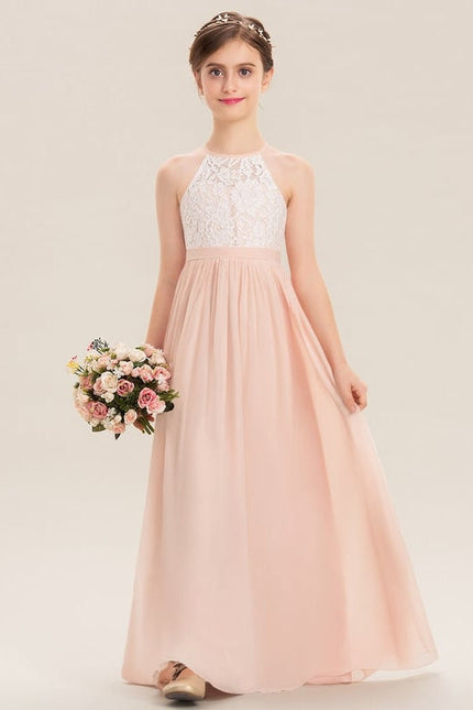 Robe Pastel Rose Demoiselle D'Honneur Longue - gallery 2