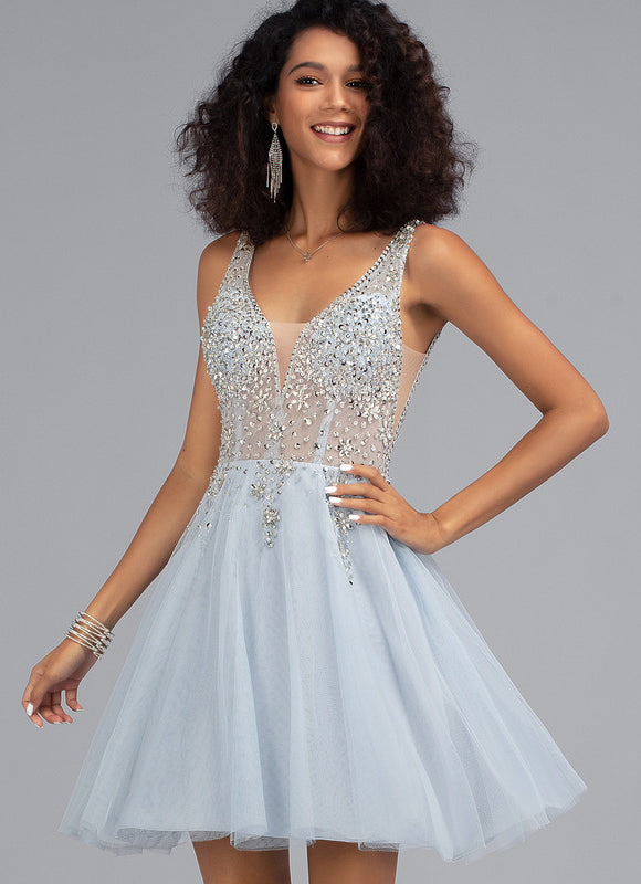 Robe Pastel Bleu Ciel Paillettes Et Tulle