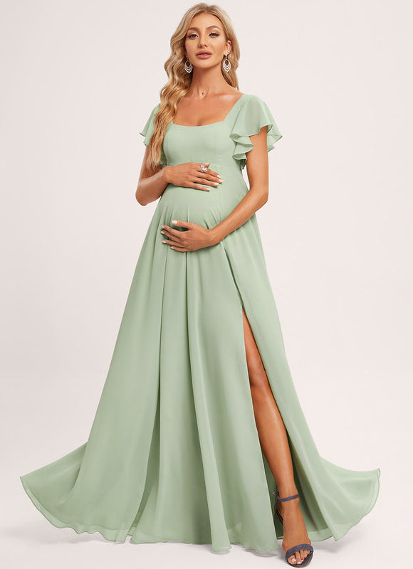 Robe Pastel Verte Demoiselle D'Honneur Volants - gallery 4