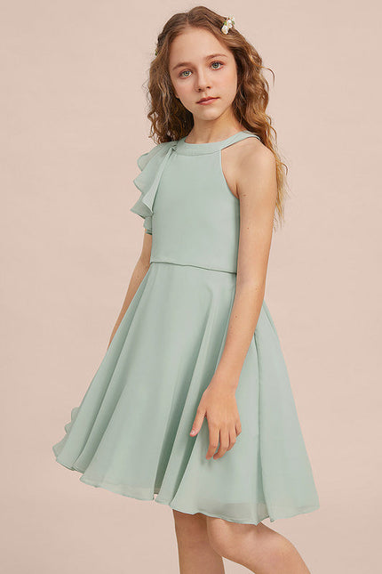 Robe Pastel Vert Menthe Trapèze Mousseline - gallery 6