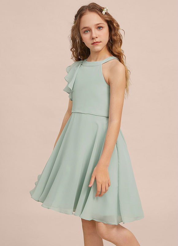 Robe Pastel Vert Menthe Trapèze Mousseline - gallery 6