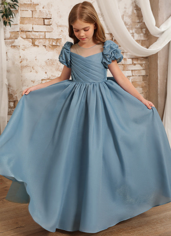 Robe Pastel Bleu Trapèze Col Rond - gallery 8
