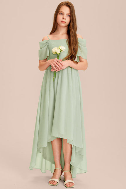 Robe Pastel Vert Mousseline Trapèze Junior - gallery 2
