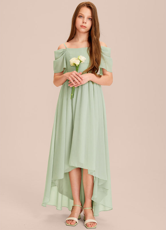 Robe Pastel Vert Mousseline Trapèze Junior - gallery 2