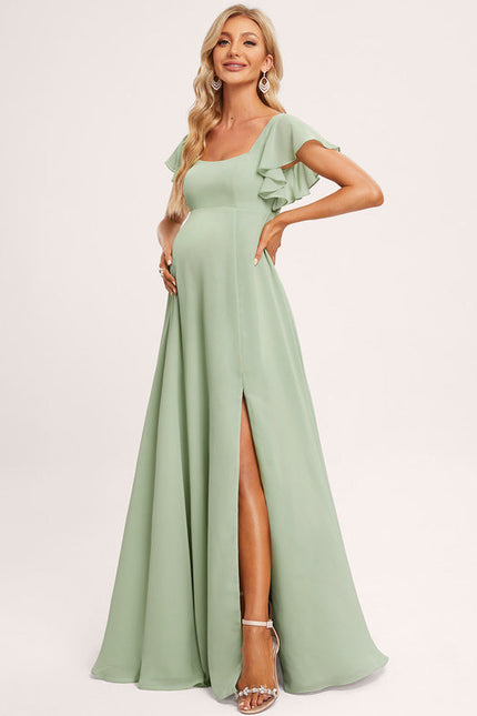 Robe Pastel Verte Demoiselle D'Honneur Volants - gallery 2