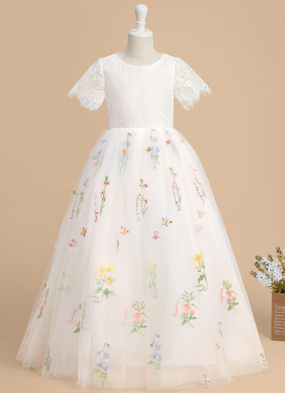 Robe Pastel Blanche Fille Mariage Fleurs