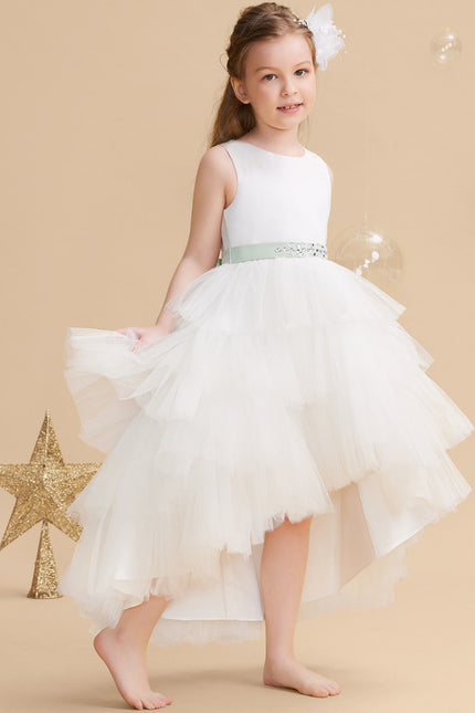 Robe Pastel Blanche Col Rond Asymétrique - gallery 5