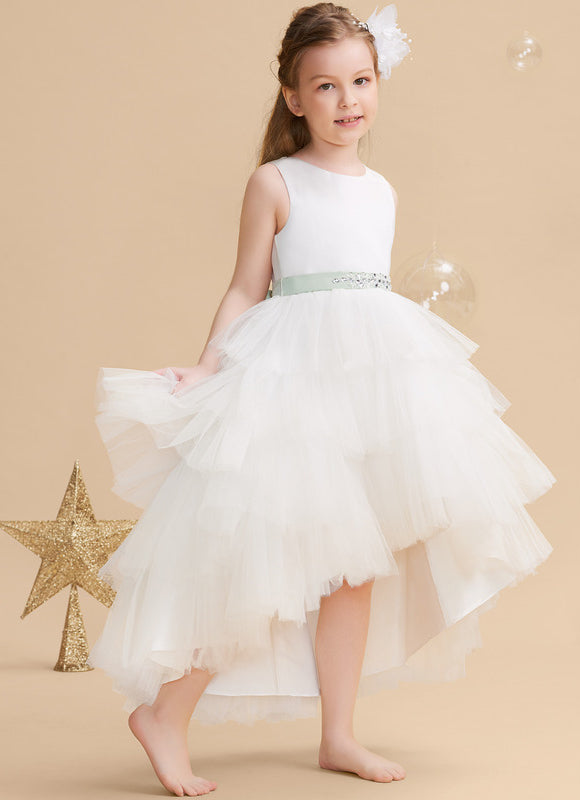 Robe Pastel Blanche Col Rond Asymétrique - gallery 5