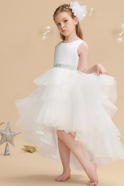 Robe Pastel Blanche Col Rond Asymétrique