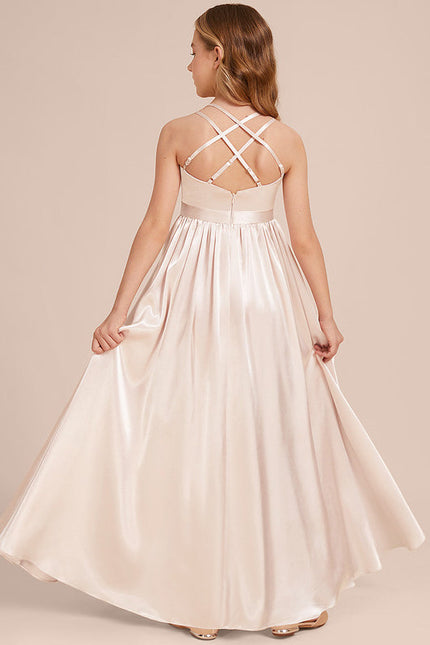 Robe Pastel Rose Demoiselle D'Honneur Satin - gallery 2