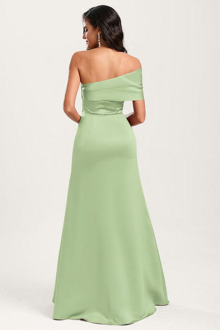 Robe Pastel Rose Satin Longueur Ras Du Sol - gallery 6