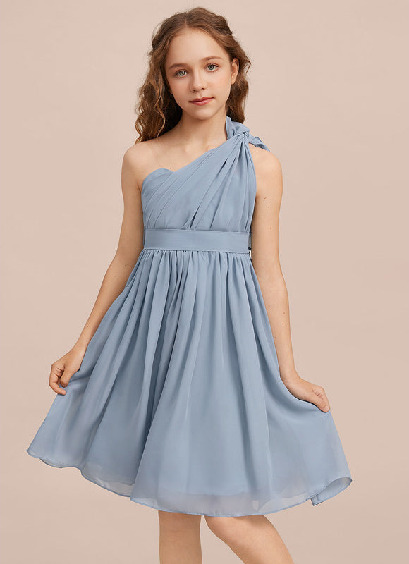 Robe Pastel Décolleté Asymétrique Bleu - gallery 3