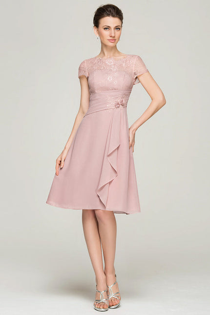 Robe Pastel Rose Trapèze Col Rond - gallery 6