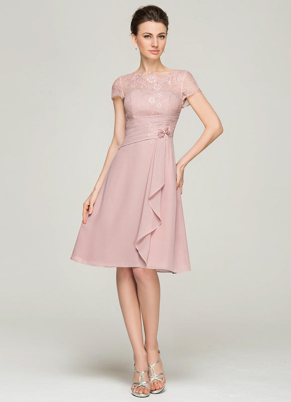 Robe Pastel Rose Trapèze Col Rond - gallery 6