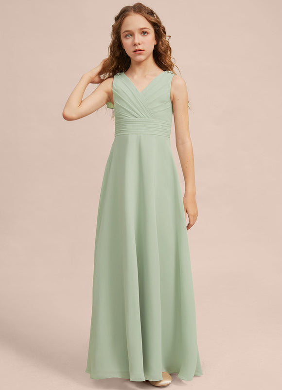 Robe Pastel Verte Col V Longueur Maxi - gallery 3