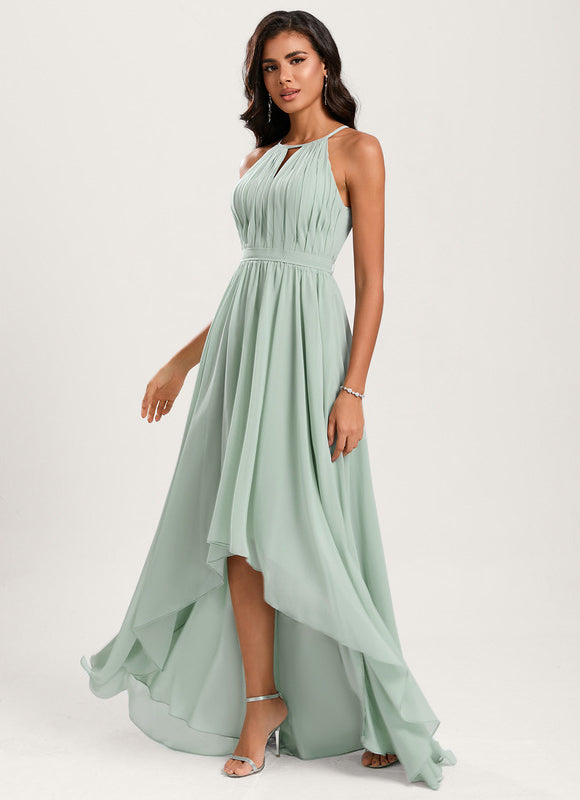 Robe Pastel Rose Trapèze Mousseline Volants - gallery 3